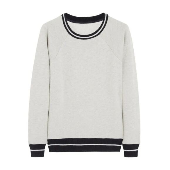 J. Crew Tipped Cotton-Jersey Sweatshirt Gray Navy Ringer Size XL - Picture 8 of 8